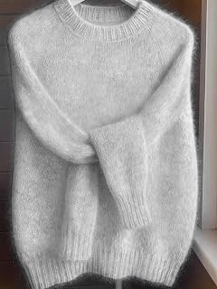 Chic French-Style Round Neck Sweater for Women, Perfect for Spring and Fall