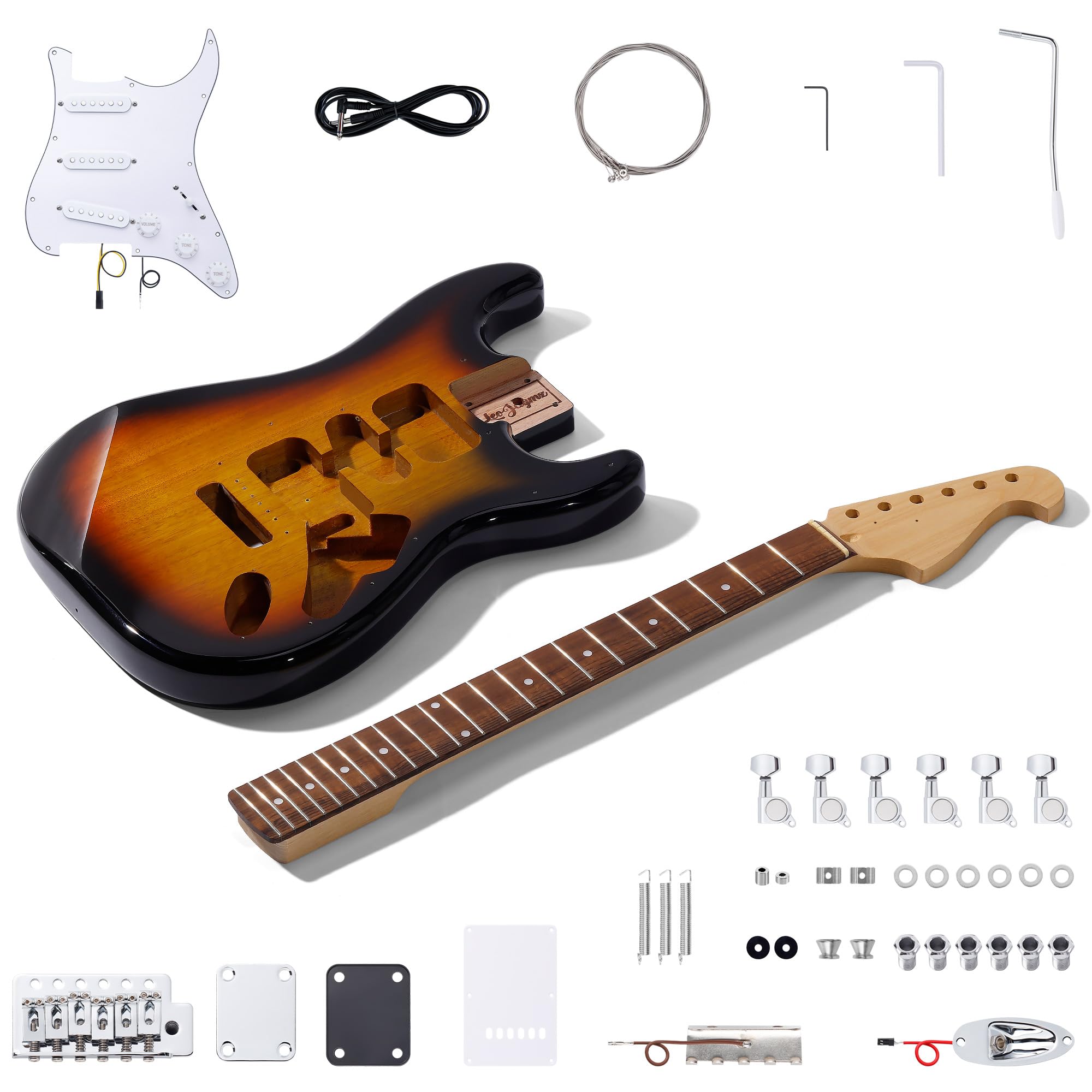 Leo Jaymz DIY ST Style Electric Guitar Kits,Spray-painted Mahogany Body,Laurel W