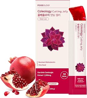 FOODOLOGY Coleology Cutting Jelly, Pomegranate Flavor, 10 Sticks | Dietary Fiber Supplement for Weight Loss Management, Non-GMO Appetite Suppressant with Chia Seeds & Garcinia Cambogia