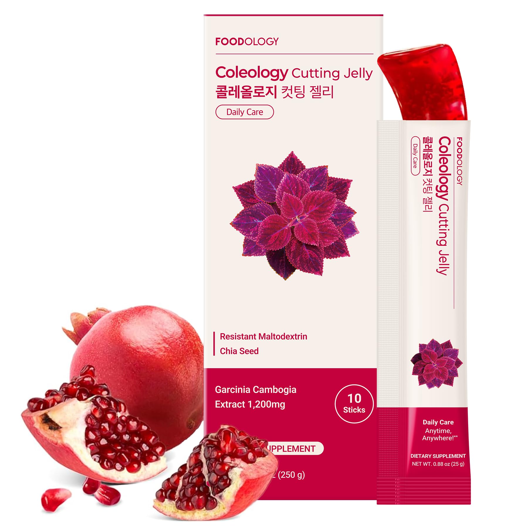 FOODOLOGY Coleology Cutting Jelly, Pomegranate Flavor, 10 Sticks | Dietary Fiber