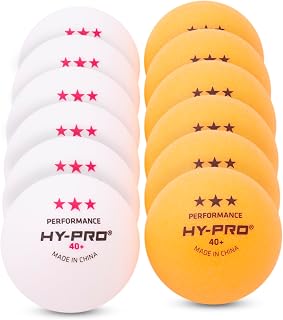 Hy-Pro 12 Pack Table Tennis Balls - Professional 3 Star, 40+ mm, ABS Quality, High Performance, White/Orange, Durable, Indoor & Outdoor Table Tennis, Ping Pong Balls, Superior Accuracy, Great Gift