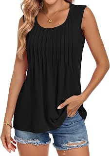 JOELLYUS Women Tank Tops Loose Fit Casual Sleeveless Pleated Summer Flowy Outfits 2026