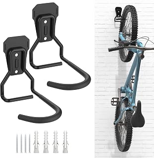 Housolution Bike Wall Mount with Fixed Hook, [2 Pack] Bike Storage Rack | Bike Rack Vertical Stand for Garage - Easily Hang/Detach - with Screws Iron Bike Hanger Brackets
