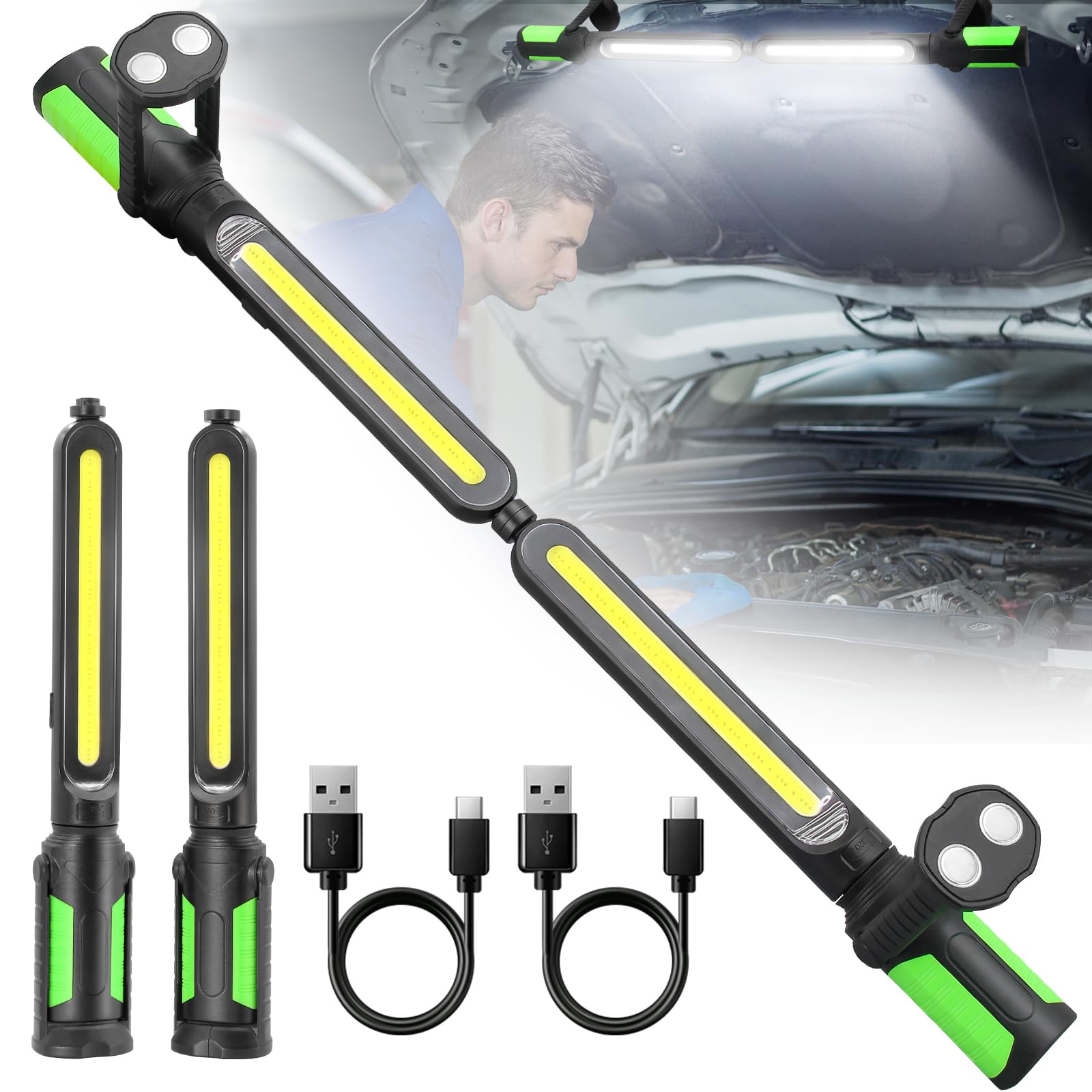 SYLSTAR Work Light for Mechanic, 2400LM LED, 4400mAh Rechargeable, Magnetic, Und