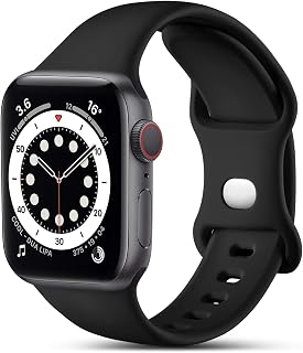 CeMiKa Silicone Sport Strap Compatible with Apple Watch 41mm 40mm 38mm 42mm | Soft Breathable Straps for Women Men, Replacement Band Compatible with Apple Watch Series 12 11 10 9 8 7 6 5 4 SE SE3, Black