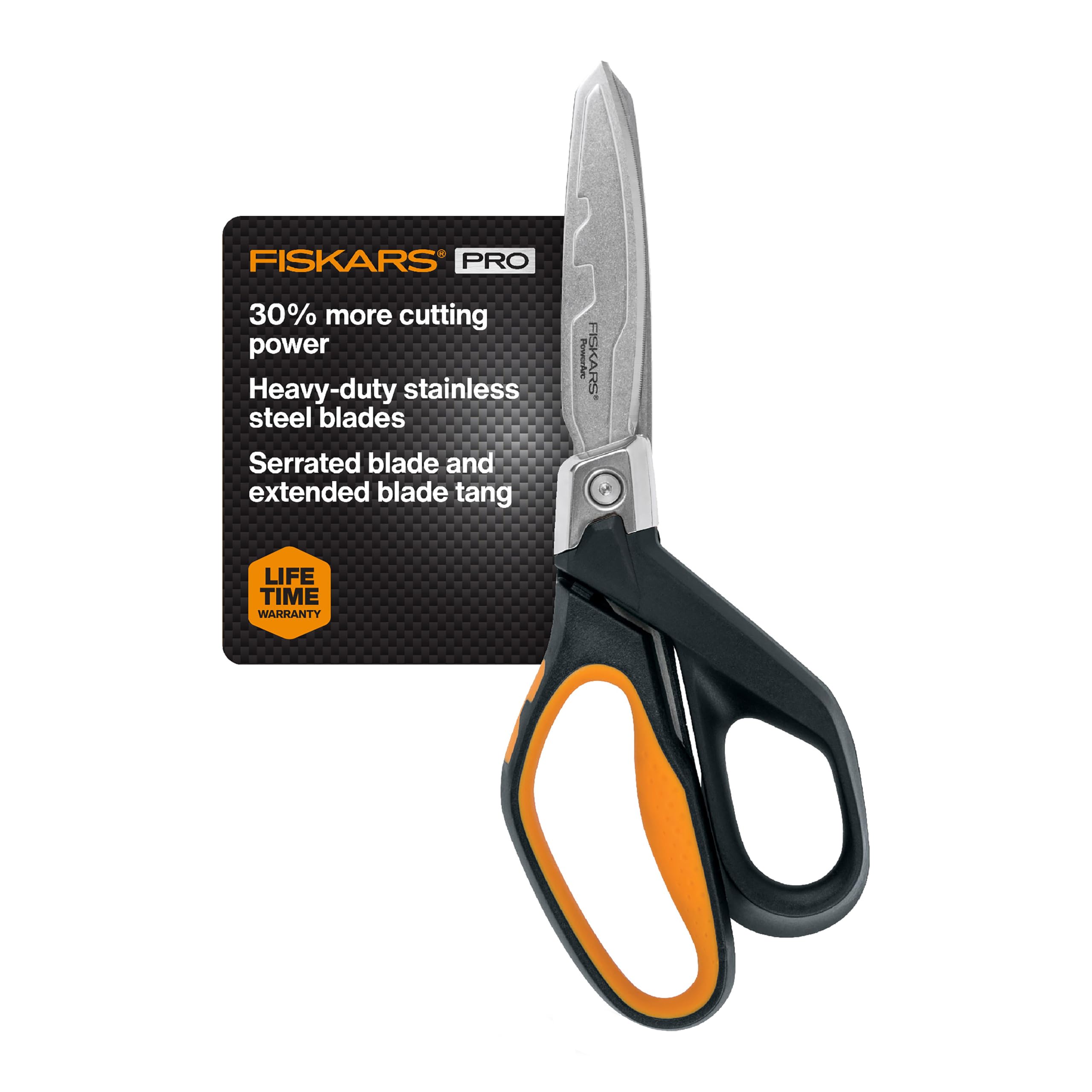 Fiskars Pro PowerArc Shop Shears, Heavy Duty Stainless Steel Scissor, Industrial
