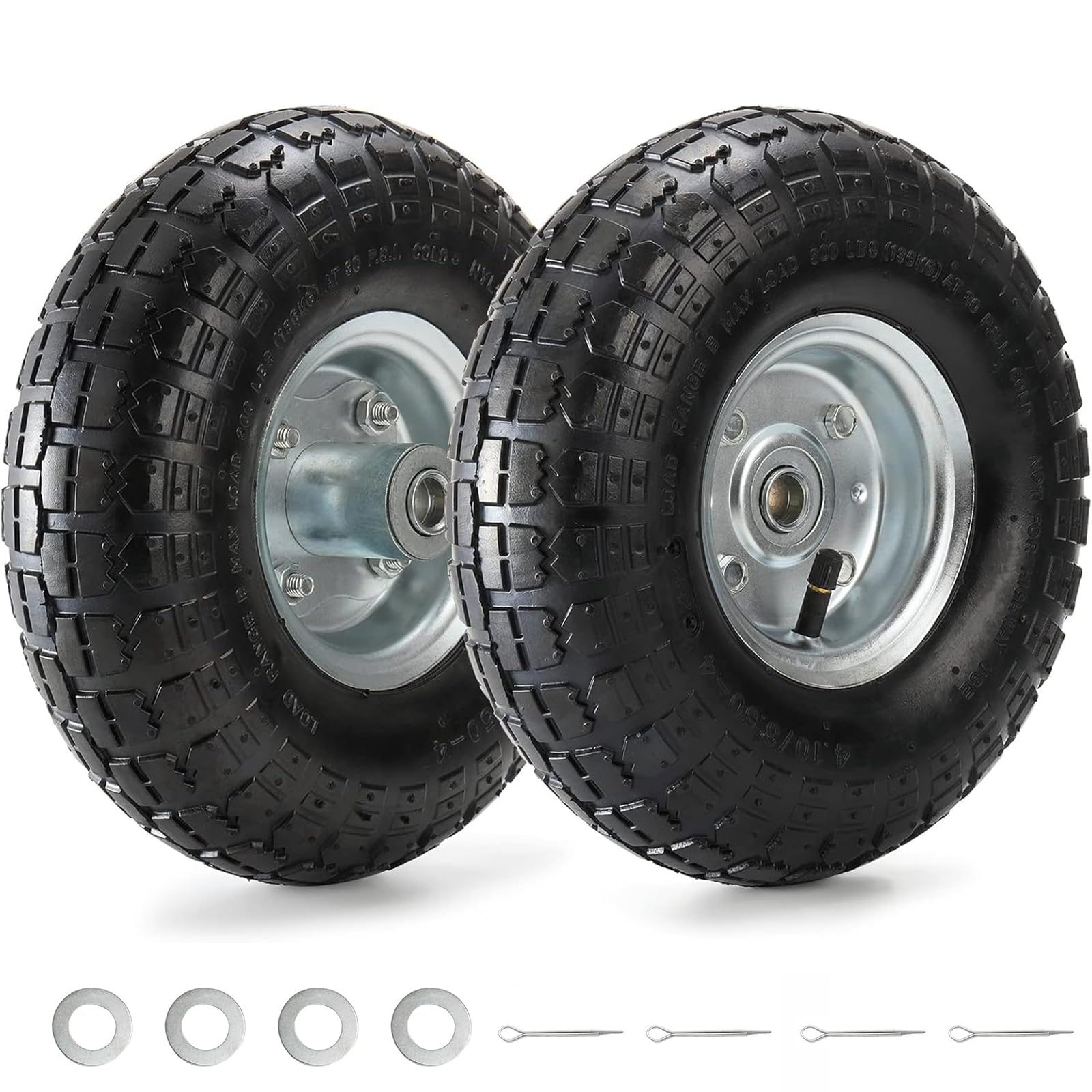 Yarlung 2 Pack Pneumatic Air Filled Tires, 10 Inch Tire Wheel for Hand Truck, 4.