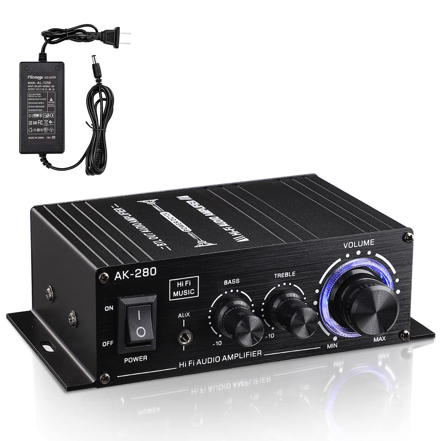 Facmogu AK280 200W Mini 2.0 CH Audio Power Amplifier, Speaker Amp Receiver | Bas