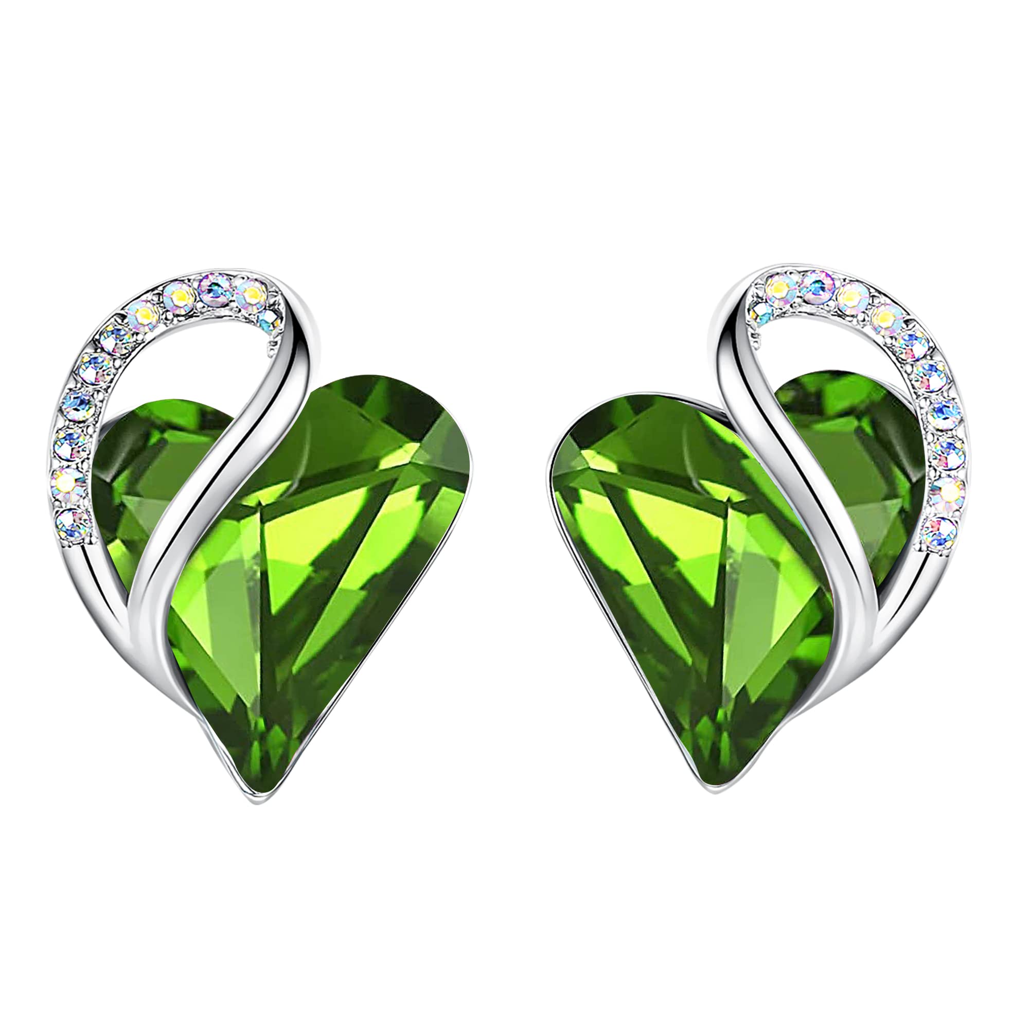 Leafael Infinity Love Heart Stud Earrings for Women, Birthstone and Healing Ston