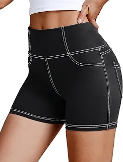 VOOVEEYA 5"/8" High Waisted Yoga Biker Shorts with Pockets for Women