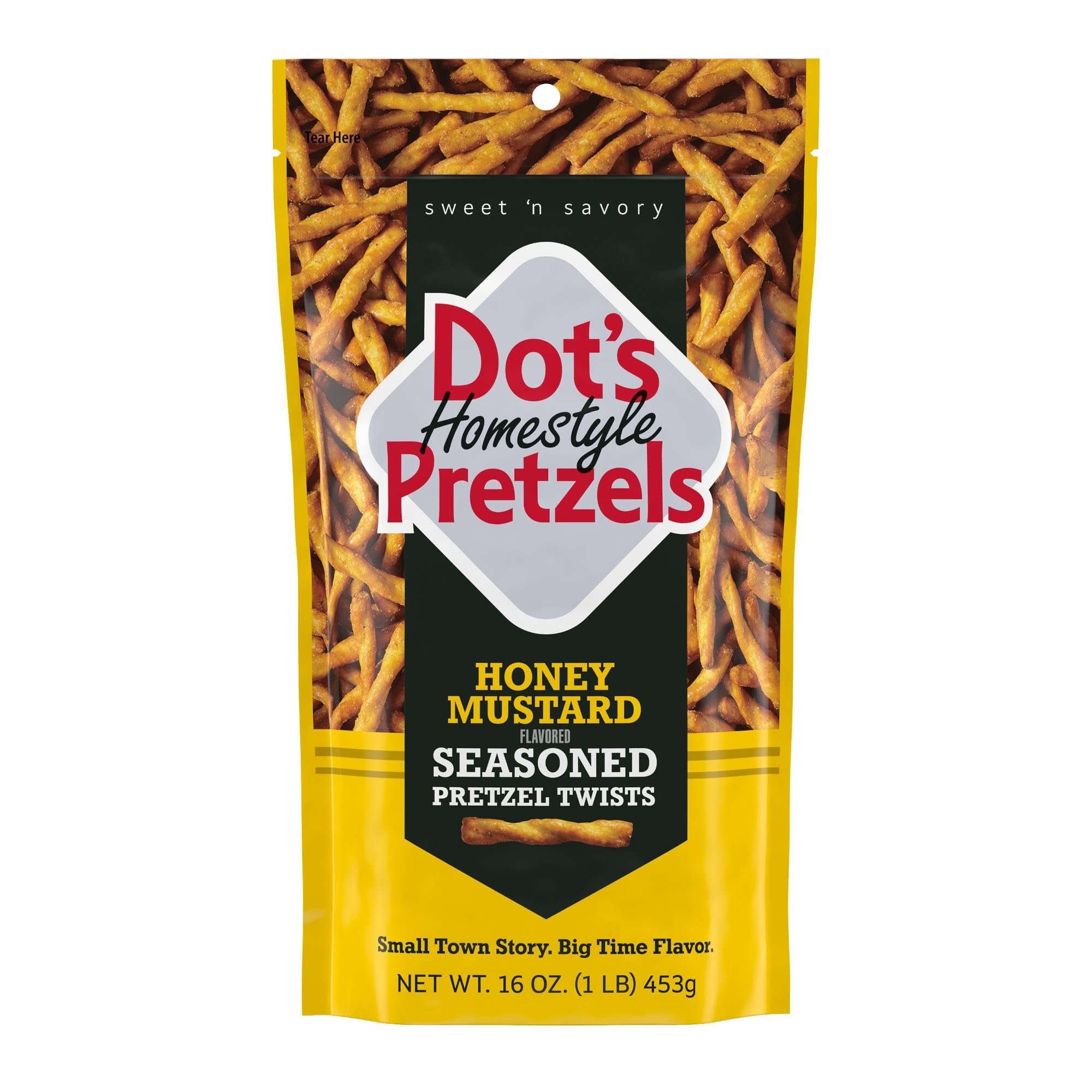 Dot's Pretzels Honey Mustard Seasoned Pretzel Twists Snack Bag, 16 oz | Honey Mu