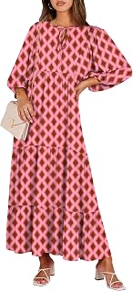 ANRABESS Womens Boho Maxi Dresses 2026 Summer V Neck Puff Sleeve Floral Flowy Swing Fall Casual Long Dress