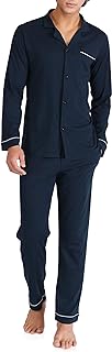 DAVID ARCHY Mens Pajamas Set Soft Cotton Notched Collar Pajamas for Men Long Sleeve Mens Sleepwear with Pockets & Front Fly