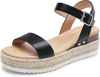 DREAM PAIRS Women Espadrilles Wedge Espadrilles Comfortable Open Toe One Band Summer Dress Casual