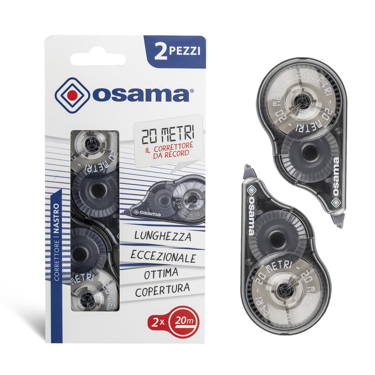 Osama – Pack of 2 x 20 Metres (Tot 40 m), Corrector Tape for School and Office S