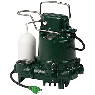 Zoeller M53 Mighty-mate Submersible Sump Pump, 1/3 Hp | LED Power Plug & 9’ Cord - Vortex Impeller - Stainless Steel Hardware - Float Operated - Submersible Sump Pump