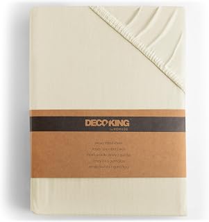 DecoKing Fitted Sheet Double 100% Combed Cotton Soft Jersey Bed Sheet 120x200-140x200 cm Beige Amber