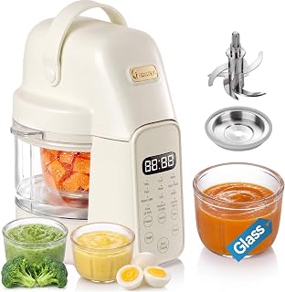 IAGREEA Baby Food Maker, 9-IN-1 Glass Baby Food Processor with Steamer | 3 Age Group Options, One Step Auto Cooking, BPA-Free, No Contact with Plastic, Manual Mode, Stainless Steel and Glass