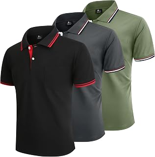 LLdress Men's Polo Shirt Short Sleeves 3 Pack Golf Tennis T Shirt Lightweight and Breathable