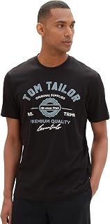 TOM TAILOR Men's Cotton Logo Print T-Shirt t-Shirt with Logo Print Made of Cotton (Pack of 1)