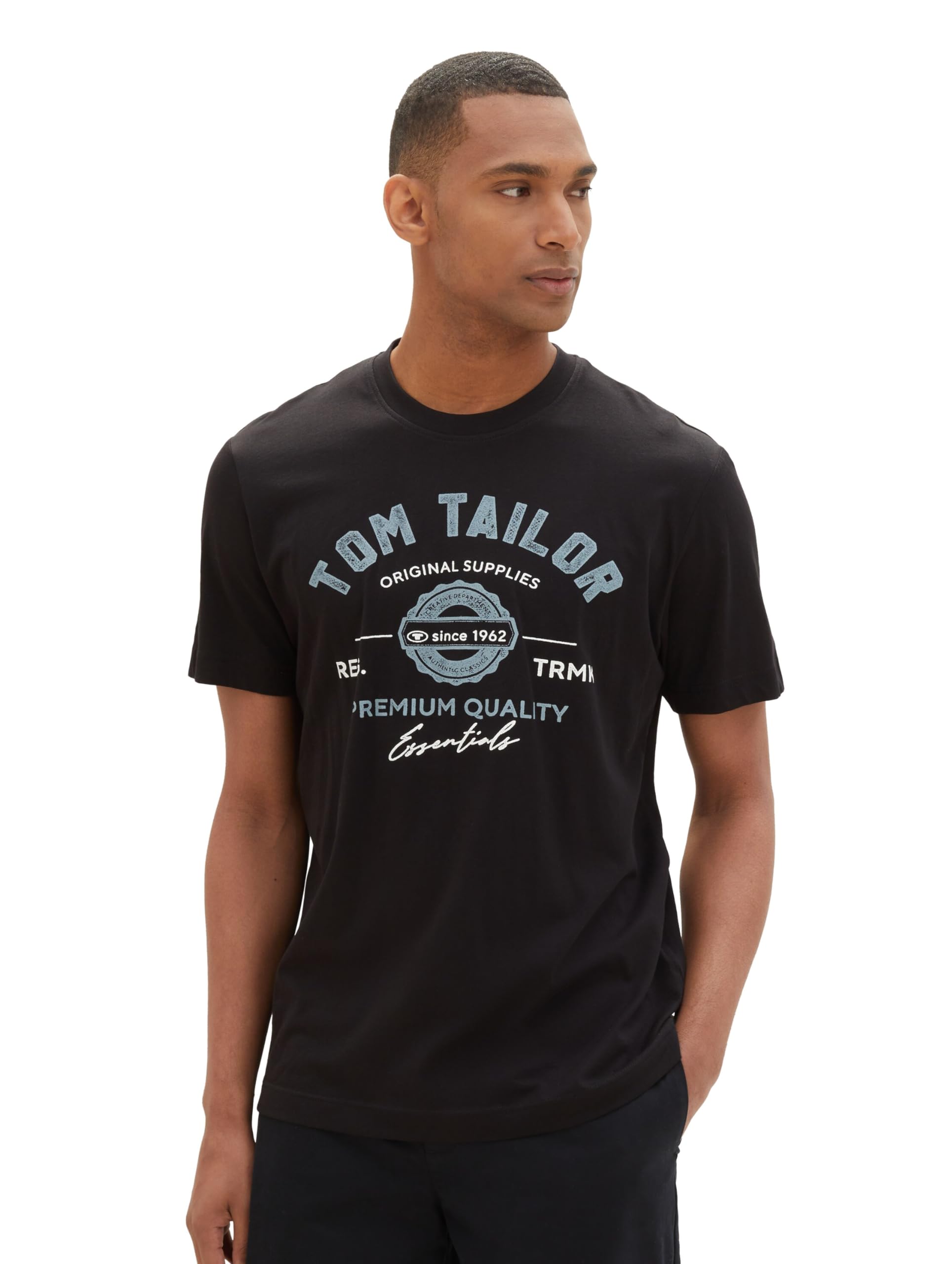 TOM TAILOR Men's Cotton Logo Print T-Shirt t-Shirt with Logo Print Made of Cotto