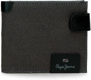 Pepe Jeans Hilltop Horizontal Wallet with Click Closure Grey 11x8.5x1cm Leather by Joumma Bags