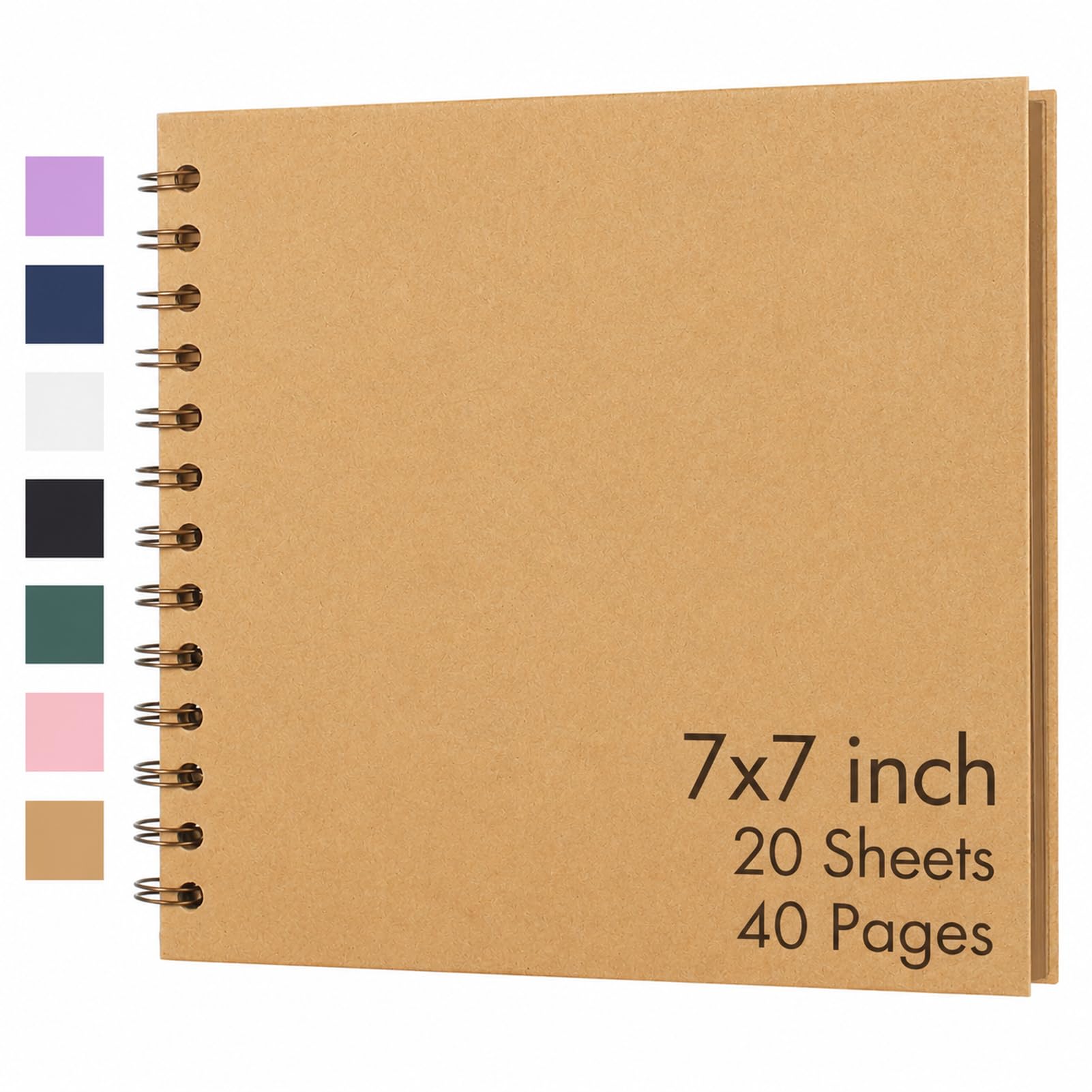 Scrapbook Album 7x7 Inch Hardcover Kraft Paper 40 Pages Brown | Scrap Book Photo