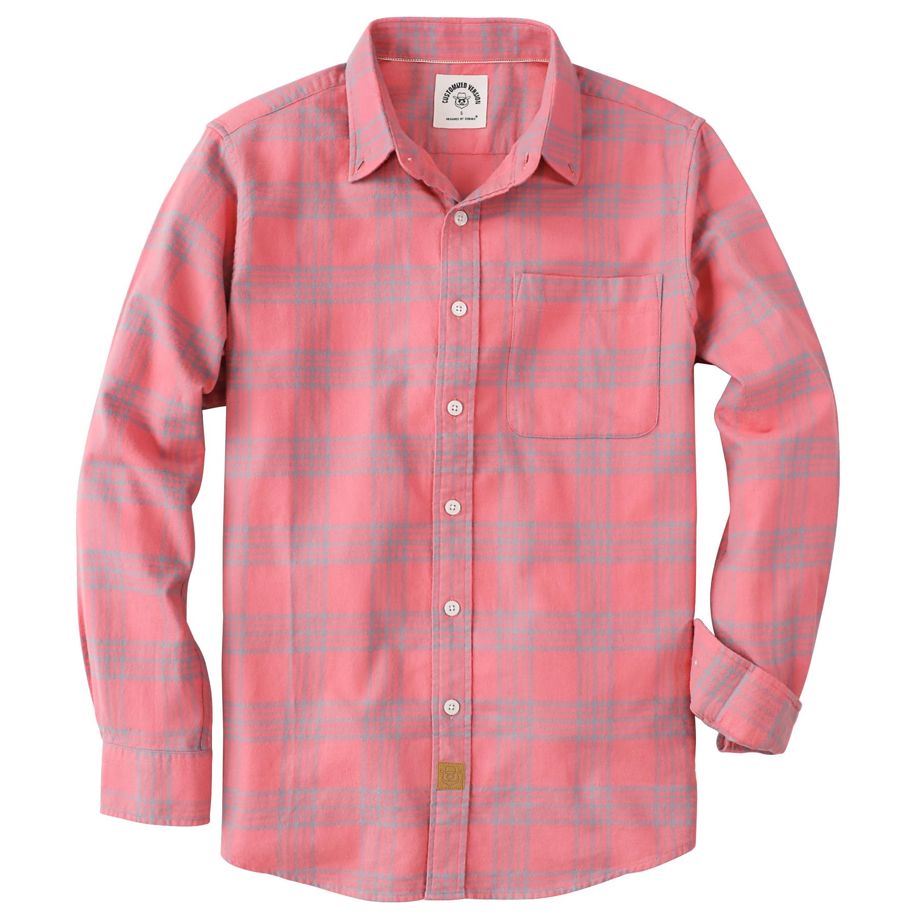 Dubinik® 6oz Men's Flannel Shirt 100% Cotton Long Sleeve Winter Plaid with Pocke