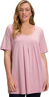 Ulla Popken Women's Plus Size T-Shirt, Pleat, A-line, Short Sleeve 796473