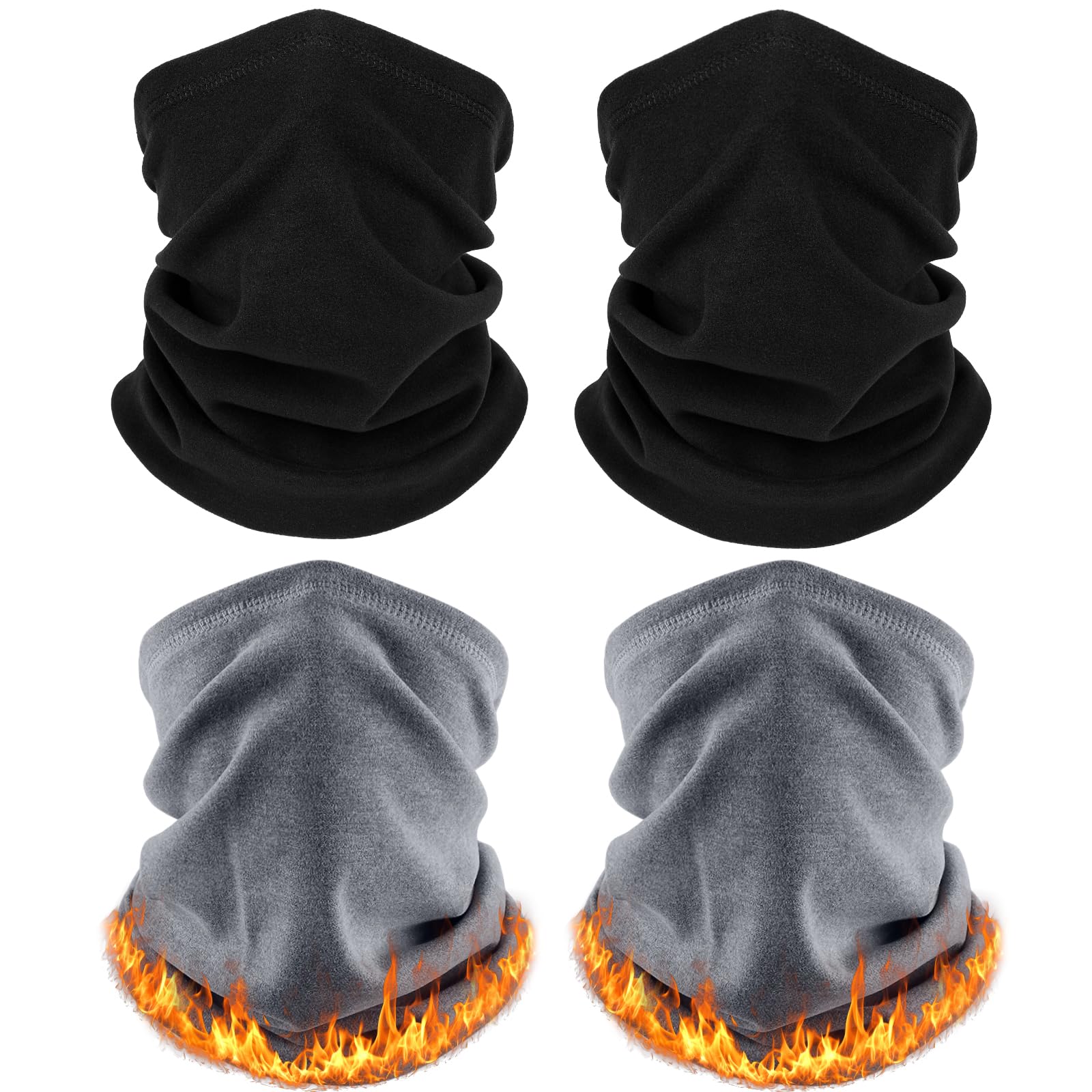 LUOLIIL VOE 4 Pack Winter Neck Warmer, Neck Gaiter Ski for Men & Women, Soft Fle