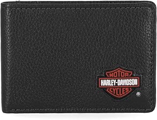 Harley-Davidson Men's Genuine Leather Rfid Blocking Billfold Slim Front Pocket Wallet