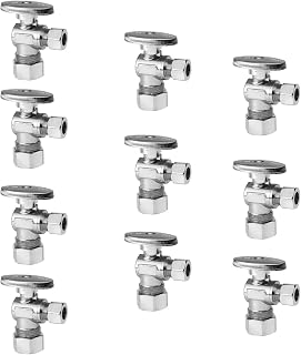 10Pcs EFIELD Angle Stop Valve 1/2"Nominal(5/8"OD)Comp x 3/8"OD(VALVE119-10) | 1/4 Turn Water Shutoff Valve,Chrome Plated Brass,UPC Certified