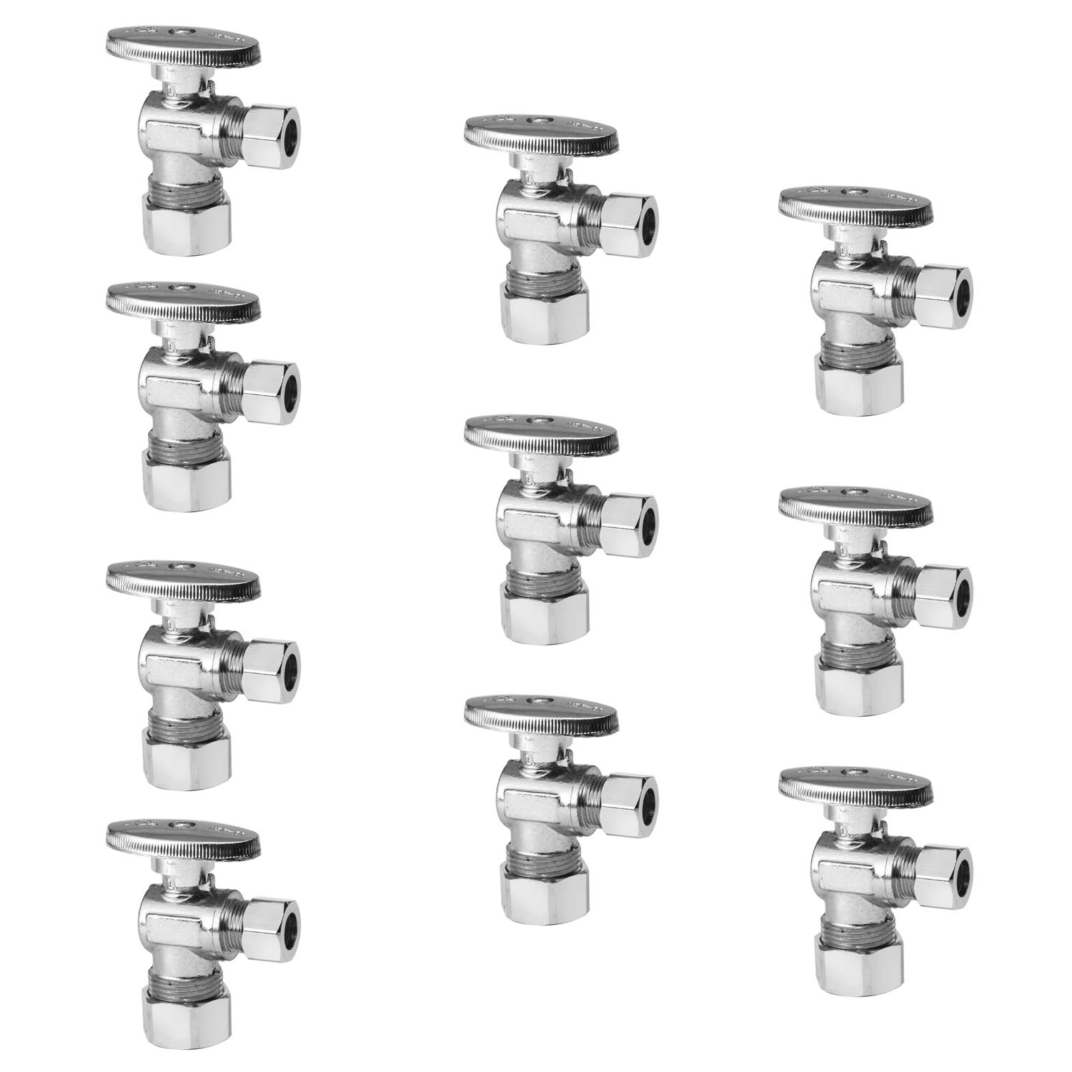 10Pcs EFIELD Angle Stop Valve 1/2"Nominal(5/8"OD)Comp x 3/8"OD(VALVE119-10) | 1/