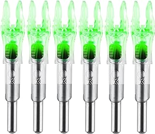 KEAUP 6PCS X Lighted Nocks for Arrows with .204 .233 .244 .246 Inside Diameter with H, S, GT Bushings High-Visibility LED Arrow Nocks, ON/Off Switch Included