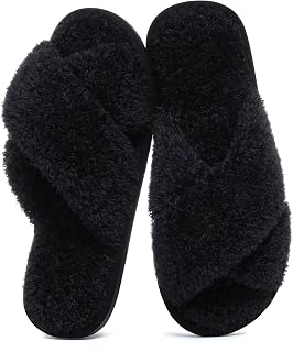 Evshine Memory Foam Fuzzy House Slippers for Women