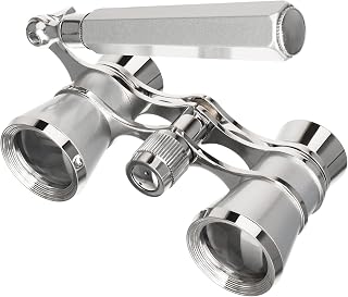 Levenhuk Broadway 325E 3x25 Compact Lightweight Elegant Opera Glasses – Vintage Lorgnette Theatre Binoculars with Adjustable Telescopic Handle, Silver