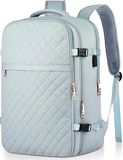 MOMUVO Large Travel Backpack Women, Flight Approved Carry On Backpack, Water Resistant Anti-Theft Casual Daypack School Bag,17.3 inch,Blue