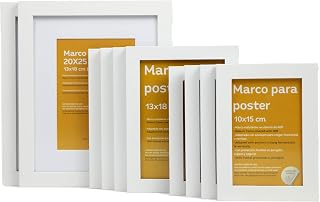 Nacnic Size of white frame (10 set - | 20x25cm | x2 - | 13x18cm | x4 - | 10x15cm | x4). White frame for photos, posters, diplomas, ...