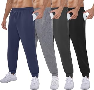 4-Pack Mens Jogger-Sweatpants Pockets - Athletic Pants for Men Gym Workout