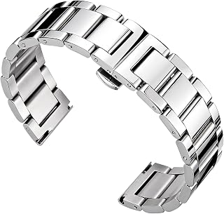 BINLUN Stainless Steel Watch Strap Replacement Metal Strap Brushed Matte Polished Finish Bracelets Men Women 16mm / 18mm / 20mm / 21mm / 22mm / 23mm / 24mm / 26mm Butterfly Buckle