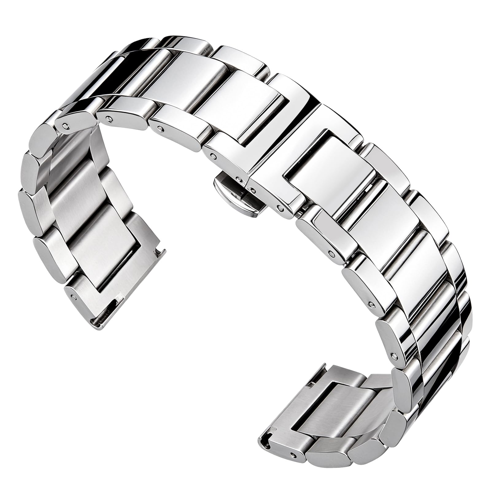 BINLUN Stainless Steel Watch Strap Replacement Metal Strap Brushed Matte Polishe