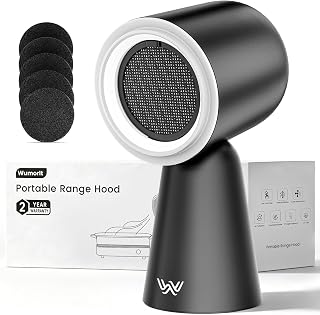 Wumorlt Portable Range Hood with LED Light, 3-Speed Exhaust kitchen Fan | water washing self-cleaning, adjustable Head, washable aluminum filter, Low-noise, 3 speeds. Ideal for indoor BBQ,RV