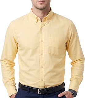 Cotton King 100% Cotton Oxford Shirts for Men Long Sleeve Button Down Shirt
