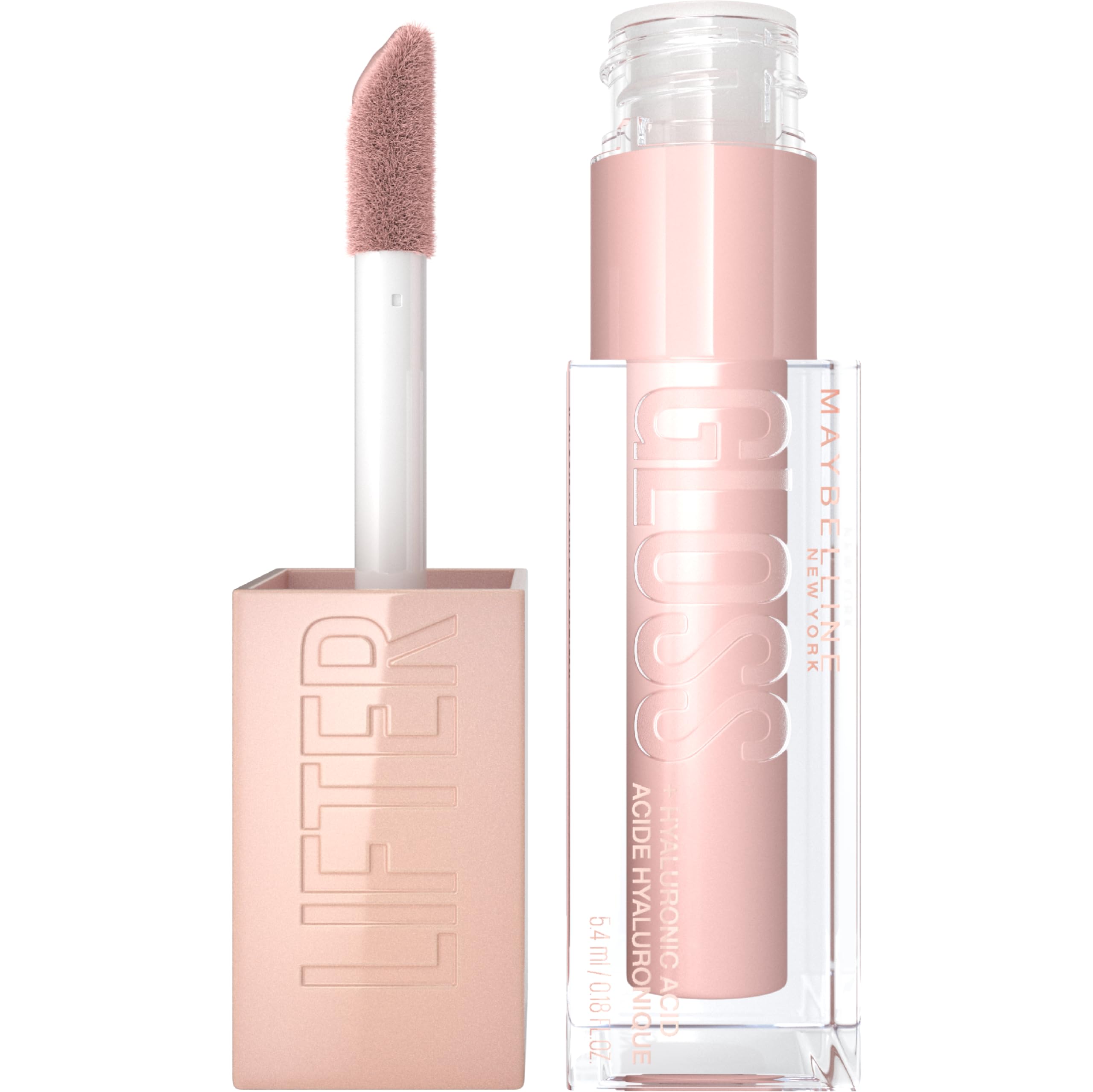 Maybelline Lifter Gloss, Hydrating Lip Gloss with Hyaluronic Acid, Ice, Pink Neu