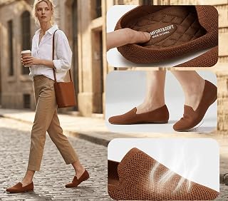 Puxowe Women's Ballerina Slip On Pointed Shoes Non-Slip Flat Knitted Trainers Comfortable Summer Elegant Sporty Flat Shoes Women