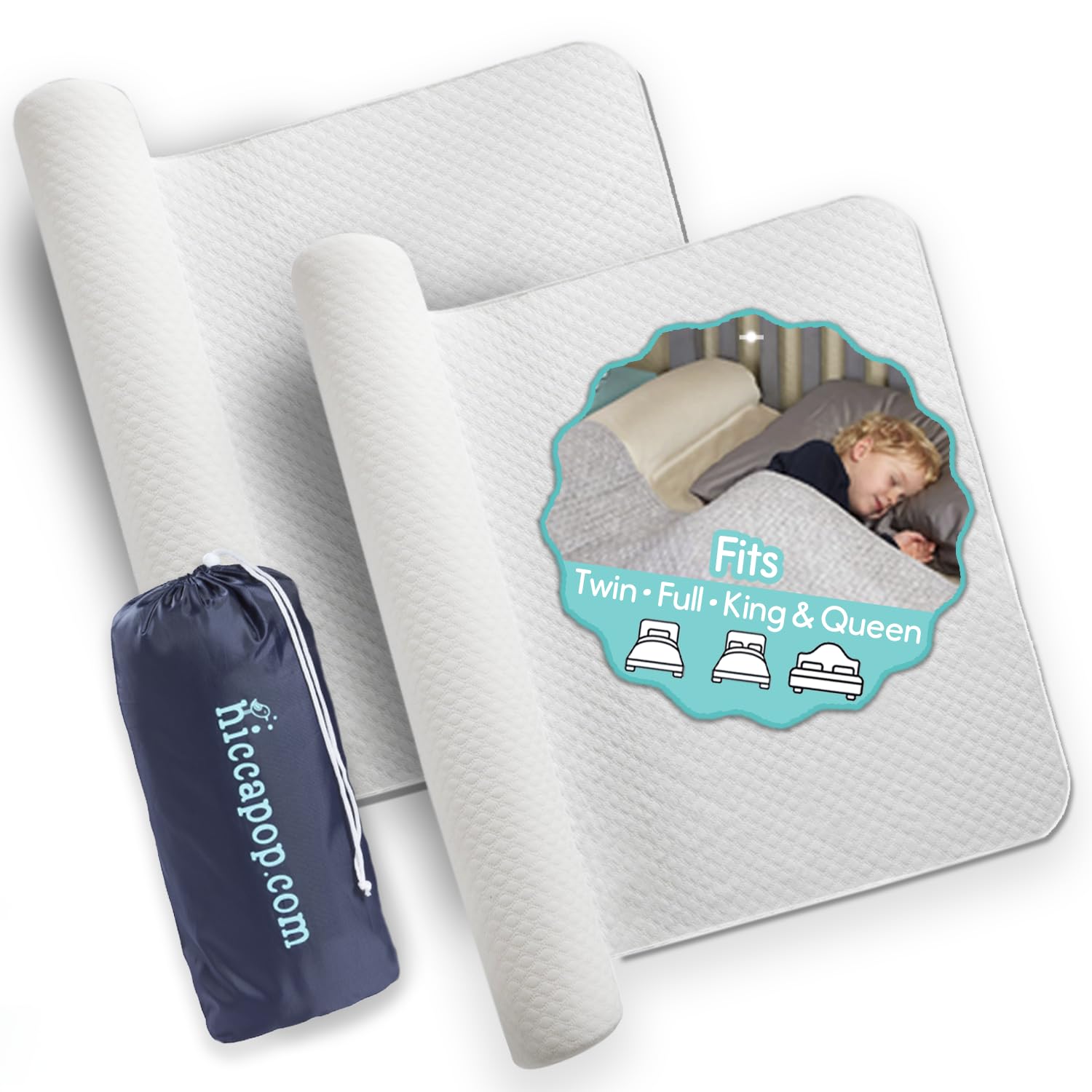 Hiccapop 2-Pack, Inflatable Bed Bumper for Toddlers, Travel Bed Rails | Ages 2-6