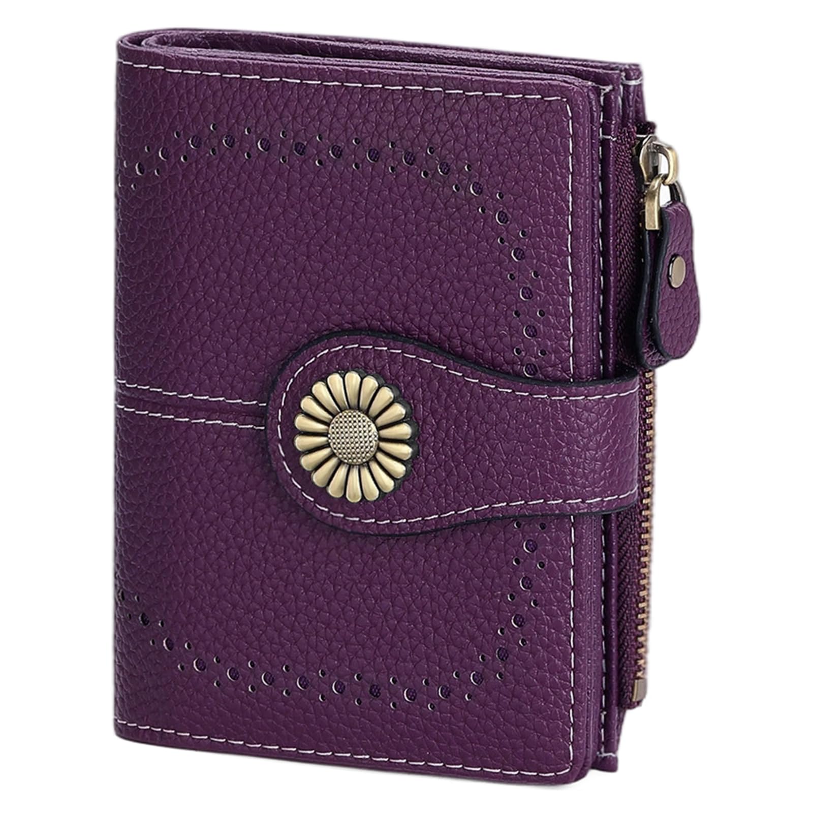 SENDEFN Small Women Wallet Leather Bifold Purse with ID Window