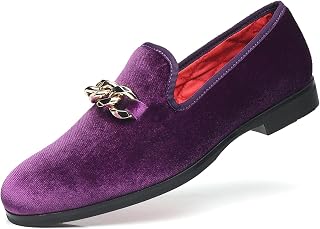 Men's Loafers Velvet Gold Copper Chain Fashion Party Wedding Shoes