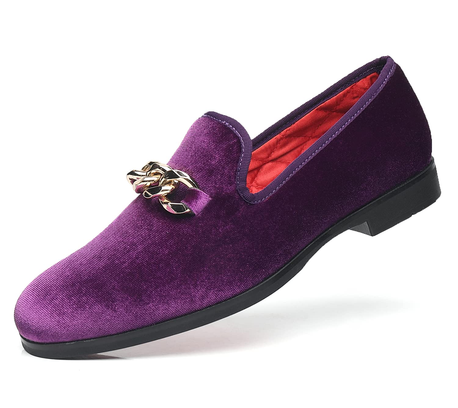 Men's Loafers Velvet Gold Copper Chain Fashion Party Wedding Shoes