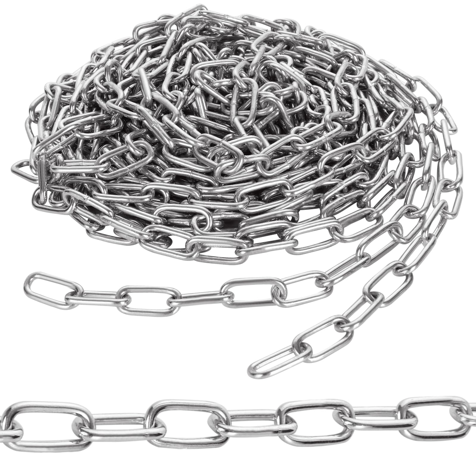 CYEAH 1/8" Stainless Steel Link Chain, 26.2 Ft Small Strong Galvanized Metal Cha